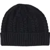 Sofia Cashmere Cable Stitched Cuffed Cashmere Beanie In Black