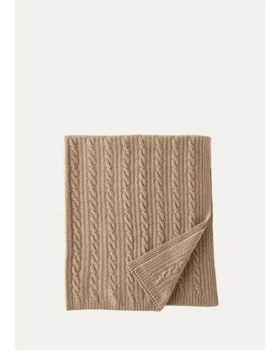 Sofia Cashmere Cable-knit Cashmere Throw In Brown