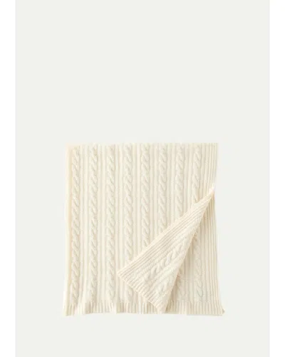 Sofia Cashmere Cable-knit Cashmere Throw In Brown