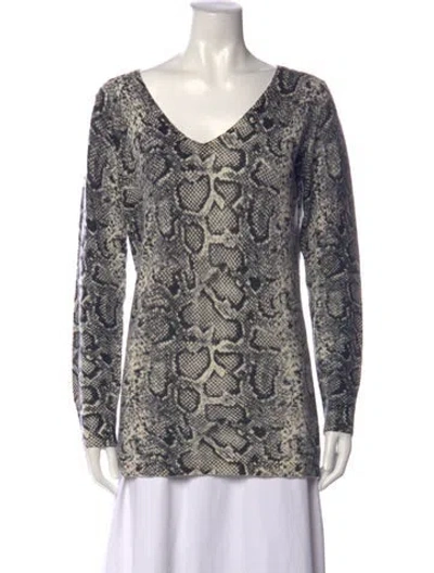 Pre-owned Sofia Cashmere Cashmere Animal Print Top In Multicolor