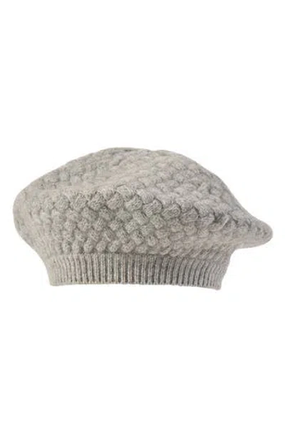Sofia Cashmere Cashmere Basketweave Beret In Grey