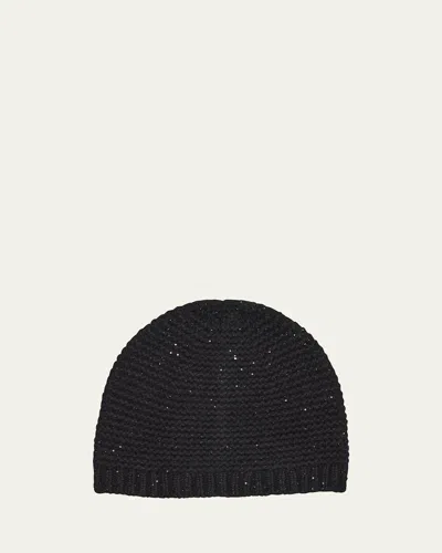 Sofia Cashmere Cashmere Blend Sequin Beanie In Black