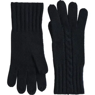 Sofia Cashmere Cashmere Cable Knit Gloves In Black