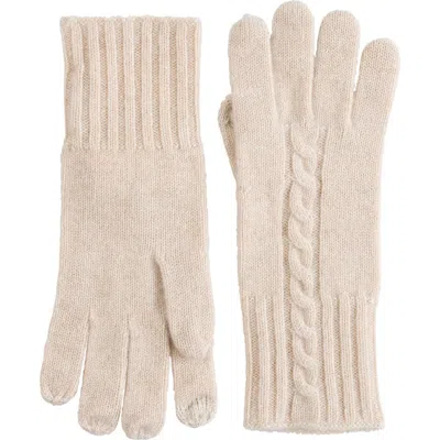 Sofia Cashmere Cashmere Cable Knit Gloves In Oatmeal