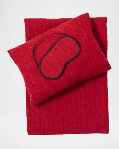 Sofia Cashmere Cashmere Cable-knit Travel Set In Red