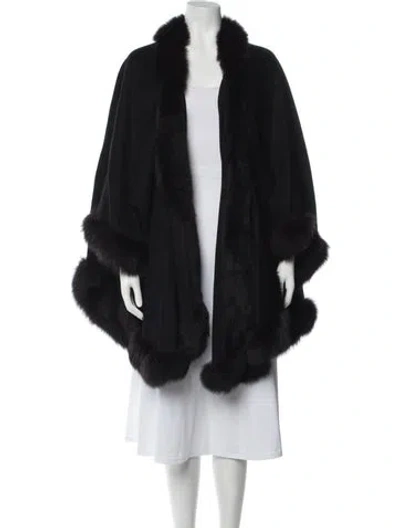 Pre-owned Sofia Cashmere Cashmere Cape In Black