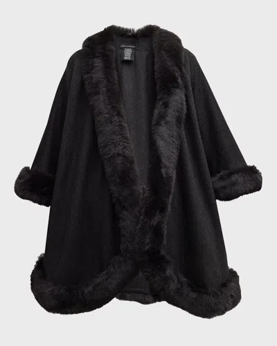 Sofia Cashmere Cashmere Cape With Faux Fur Trim