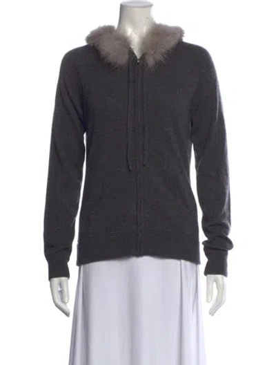 Pre-owned Sofia Cashmere Cashmere Crew Neck Sweater In Grey