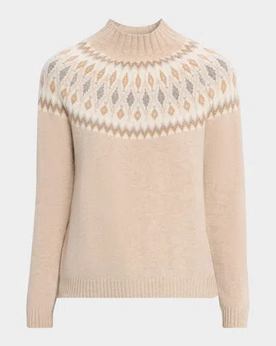 Sofia Cashmere Cashmere Diamond Fair Isle Sweater In Brown