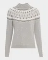 Sofia Cashmere Cashmere Diamond Fair Isle Sweater In Gray