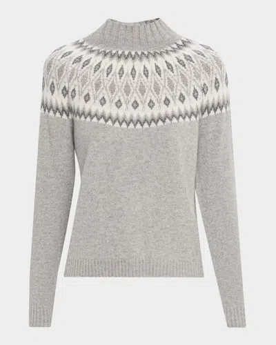 Sofia Cashmere Cashmere Diamond Fair Isle Sweater In Gray