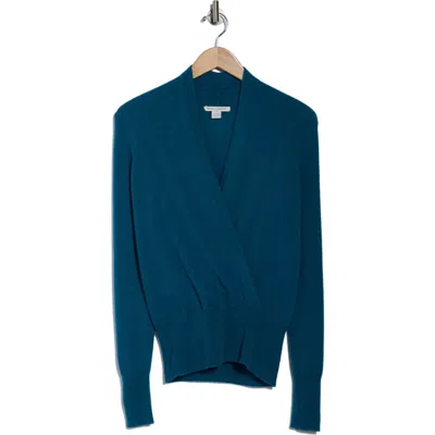 Sofia Cashmere Cashmere Faux Wrap Sweater In Blue