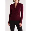 Sofia Cashmere Cashmere Faux Wrap Sweater In Bordeaux