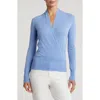 Sofia Cashmere Cashmere Faux Wrap Sweater In Denim