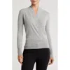 Sofia Cashmere Cashmere Faux Wrap Sweater In Grey