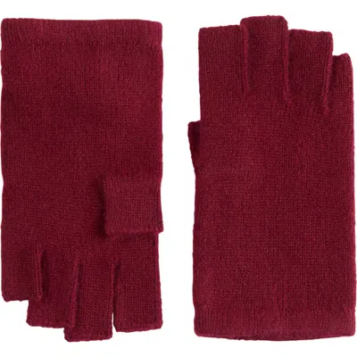 Sofia Cashmere Cashmere Fingerless Gloves In Burgandy