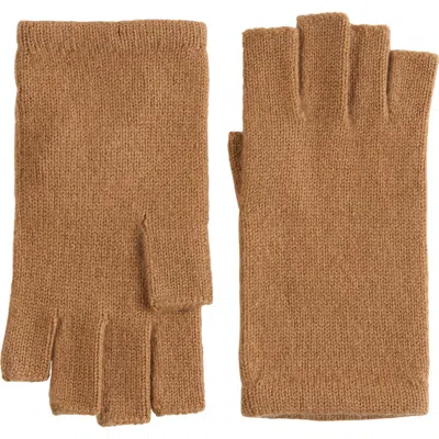 Sofia Cashmere Cashmere Fingerless Gloves In Camel