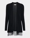 Sofia Cashmere Cashmere Fringe Cardigan In Black