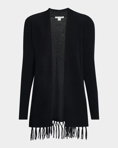 Sofia Cashmere Cashmere Fringe Cardigan In Black