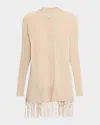 Sofia Cashmere Cashmere Fringe Cardigan In Neutral
