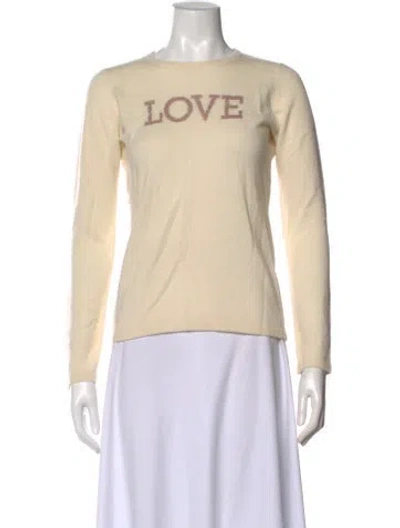 Pre-owned Sofia Cashmere Cashmere Graphic Print Sweater In Neutral