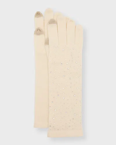 Sofia Cashmere Cashmere Heatset Mid-length Gloves In White