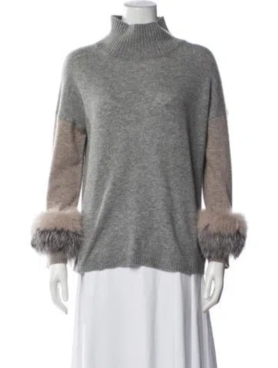 Pre-owned Sofia Cashmere Cashmere Mock Neck Sweater In Blue
