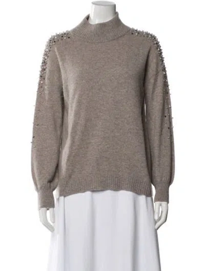 Pre-owned Sofia Cashmere Cashmere Mock Neck Sweater In Neutral