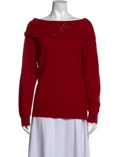 Pre-owned Sofia Cashmere Cashmere Off-the-shoulder Sweater In Red