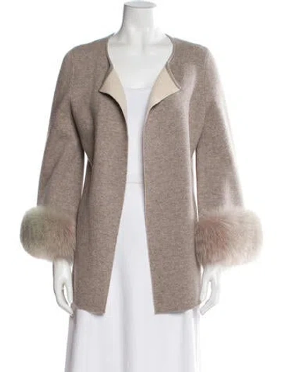 Pre-owned Sofia Cashmere Cashmere Open Front Sweater In Neutral