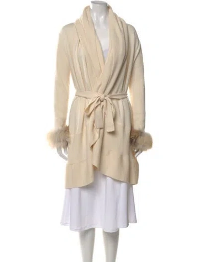 Pre-owned Sofia Cashmere Cashmere Open Front Sweater In Neutral
