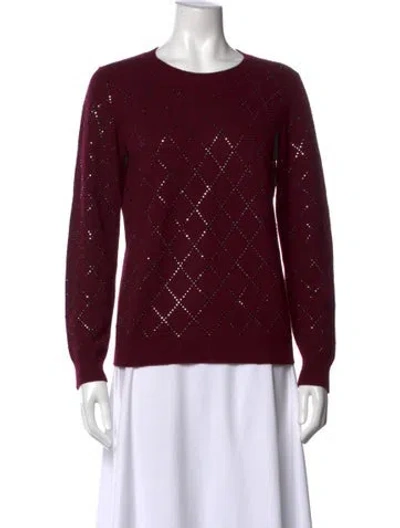 Pre-owned Sofia Cashmere Cashmere Patterned Sweater In Burgundy