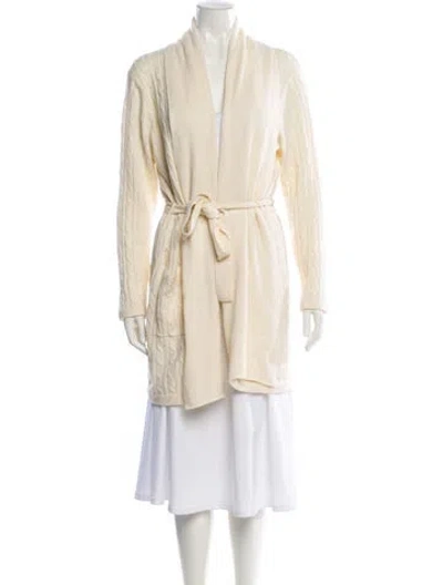 Pre-owned Sofia Cashmere Cashmere Plunge Neckline Sweater In Neutral