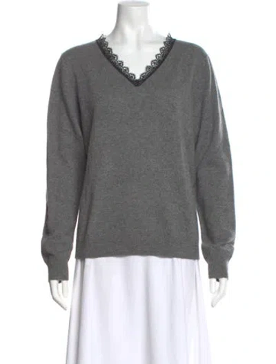 Pre-owned Sofia Cashmere Cashmere V-neck Sweater In Gray