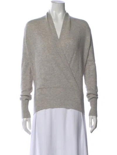 Pre-owned Sofia Cashmere Cashmere V-neck Sweater In Gray