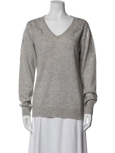 Pre-owned Sofia Cashmere Cashmere V-neck Sweater In Grey