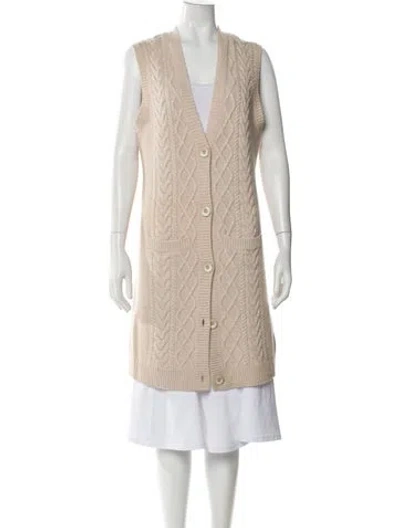 Pre-owned Sofia Cashmere Cashmere V-neck Sweater In Neutral