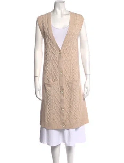 Pre-owned Sofia Cashmere Cashmere V-neck Sweater In Neutrals
