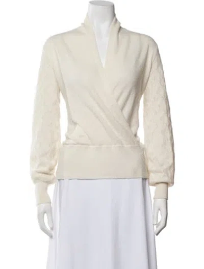 Pre-owned Sofia Cashmere Cashmere V-neck Sweater In Neutrals