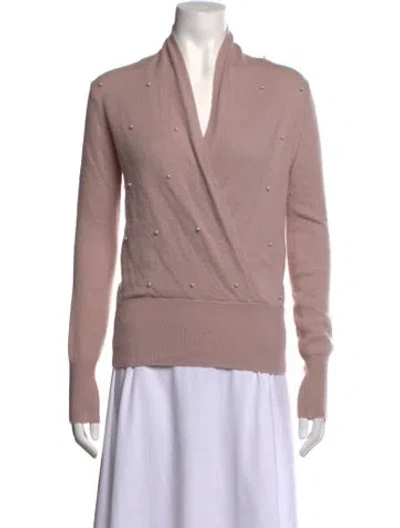 Pre-owned Sofia Cashmere Cashmere V-neck Sweater In Pink
