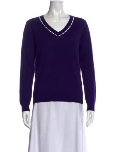 Pre-owned Sofia Cashmere Cashmere V-neck Sweater In Purple