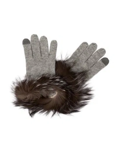 Pre-owned Sofia Cashmere Cashmere Winter Gloves W/tags In Gray