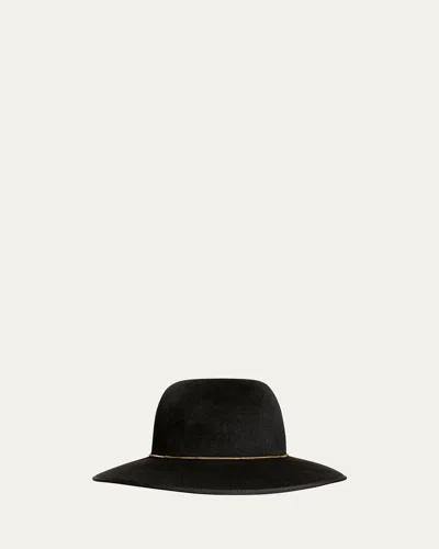 Sofia Cashmere Cashmere-wool Floppy Hat W/ Golden Chain In Black