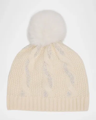 Sofia Cashmere Chunky Cable-knit Cashmere Beanie In Brown