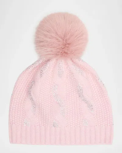 Sofia Cashmere Chunky Cable-knit Cashmere Beanie In Pink