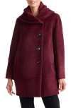 Sofia Cashmere Cocoon Wool & Alpaca Blend Bouclé Coat In Bordeaux
