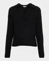 Sofia Cashmere Collared Boucle-knit Sweater In Black