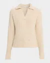Sofia Cashmere Collared Boucle-knit Sweater In Neutral
