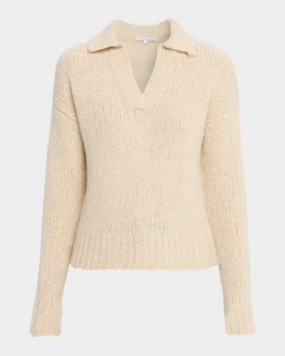 Sofia Cashmere Collared Boucle-knit Sweater In Neutral