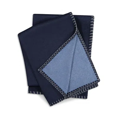Sofia Cashmere Contrast Throw Blanket In Blue